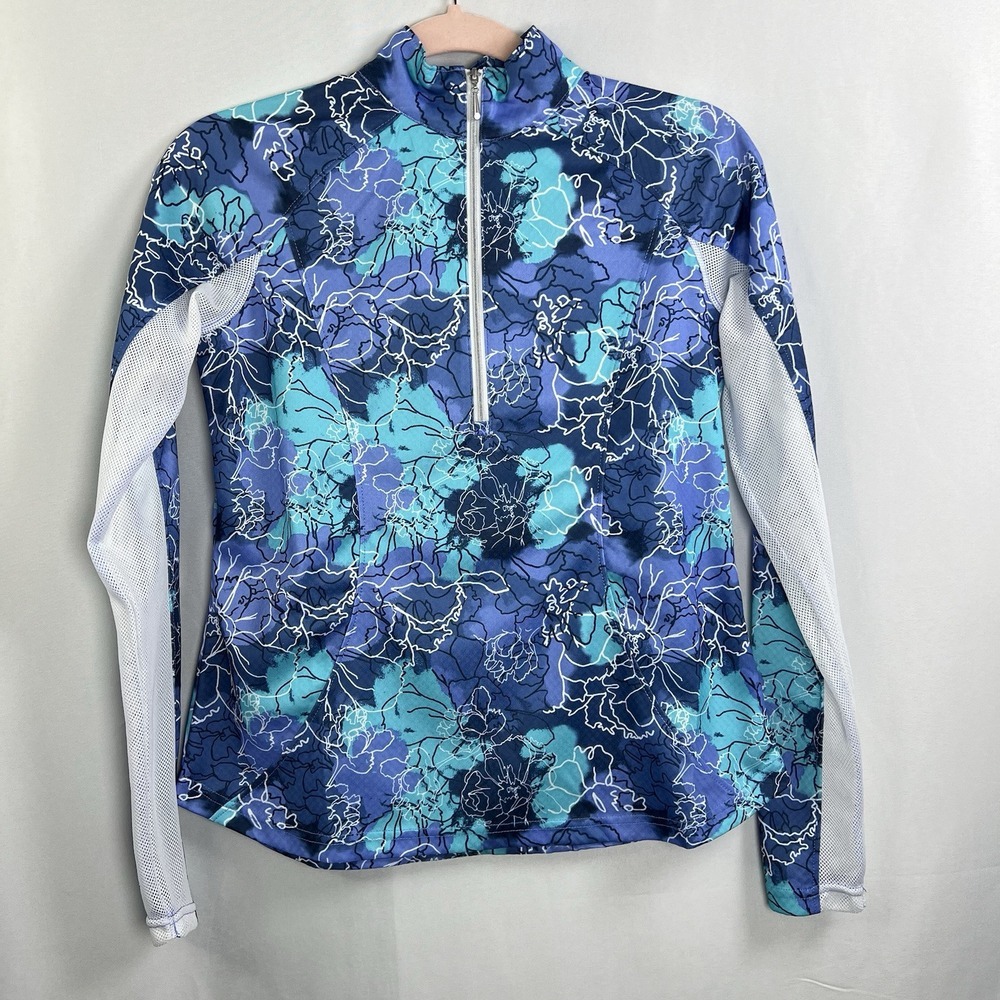 Pebble Beach Women's Golf Abstract Geo Quarter Zip Pull Over Long Sleeve Top XS